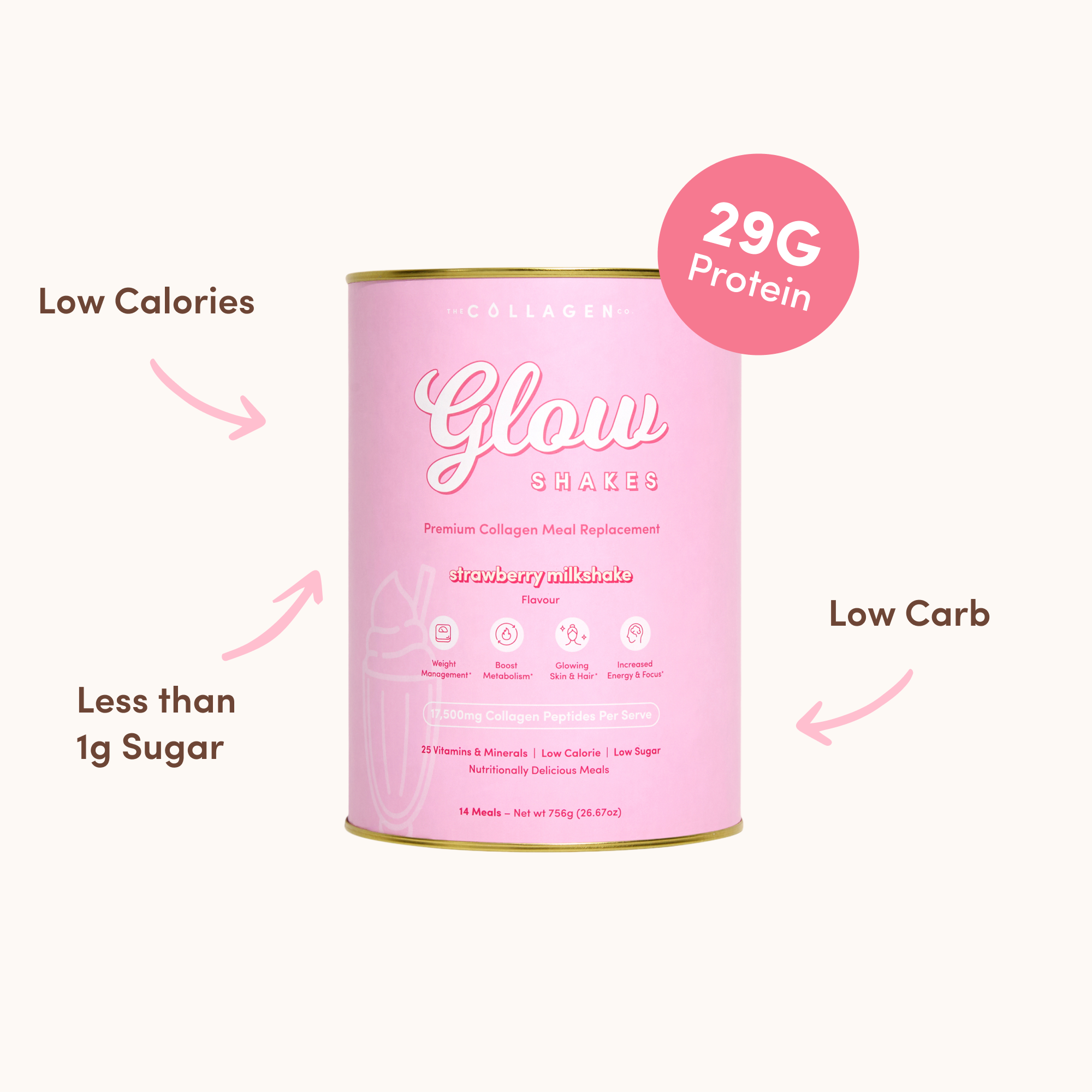 Strawberry Milkshake Collagen Meal Replacement - 756g