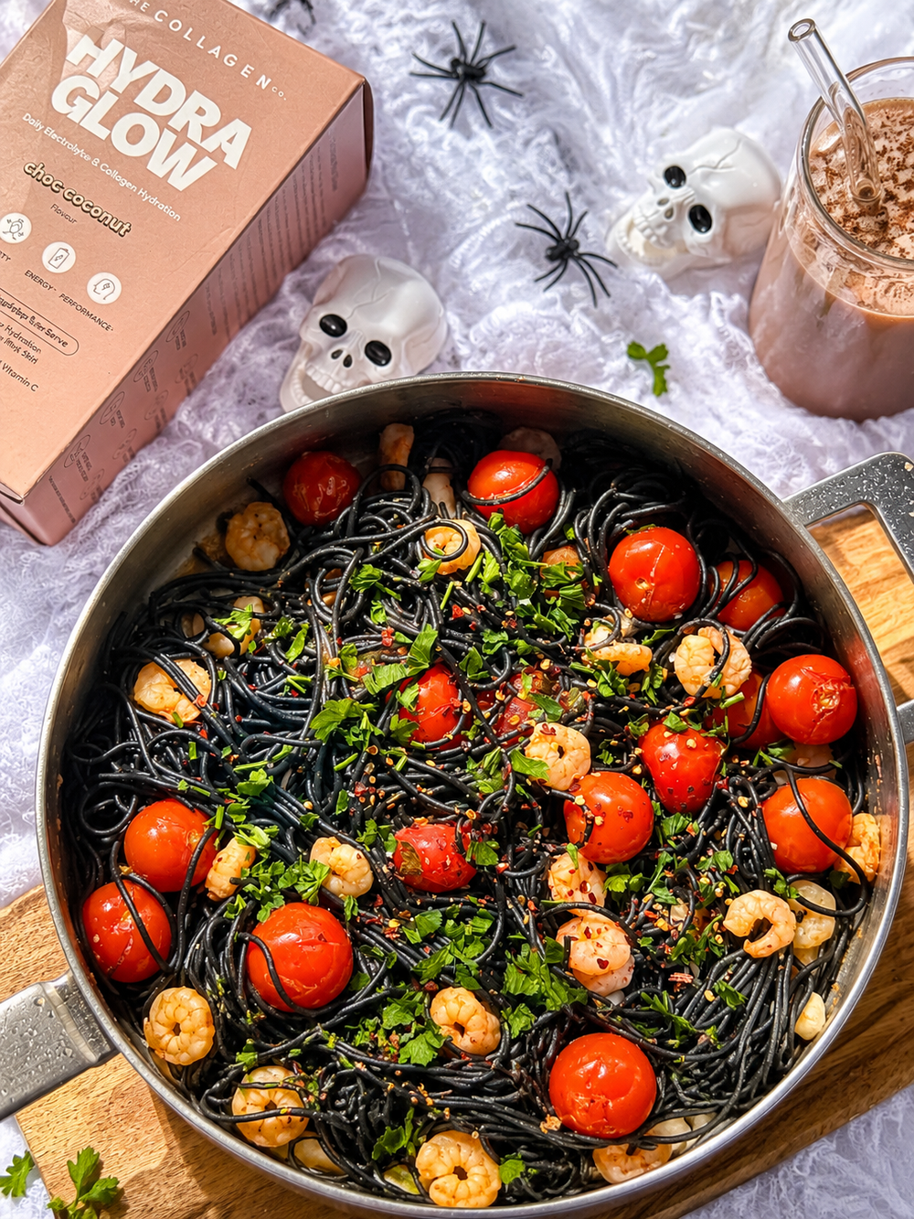 Halloween Squid Ink Prawn Pasta