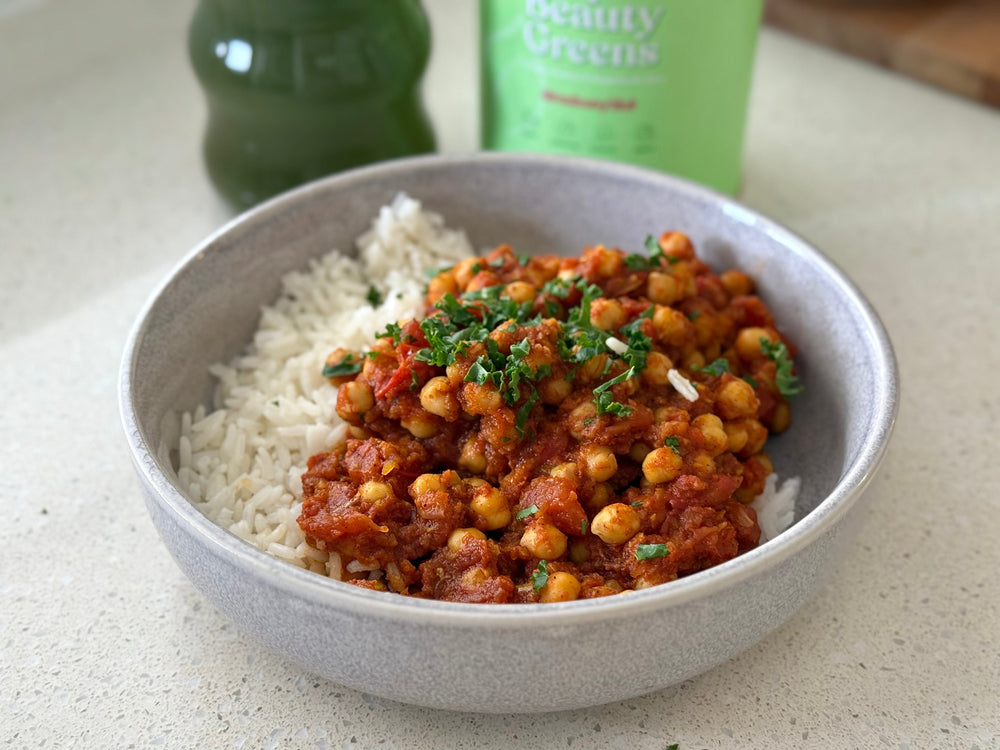 Chickpea Curry with Super Beauty Greens