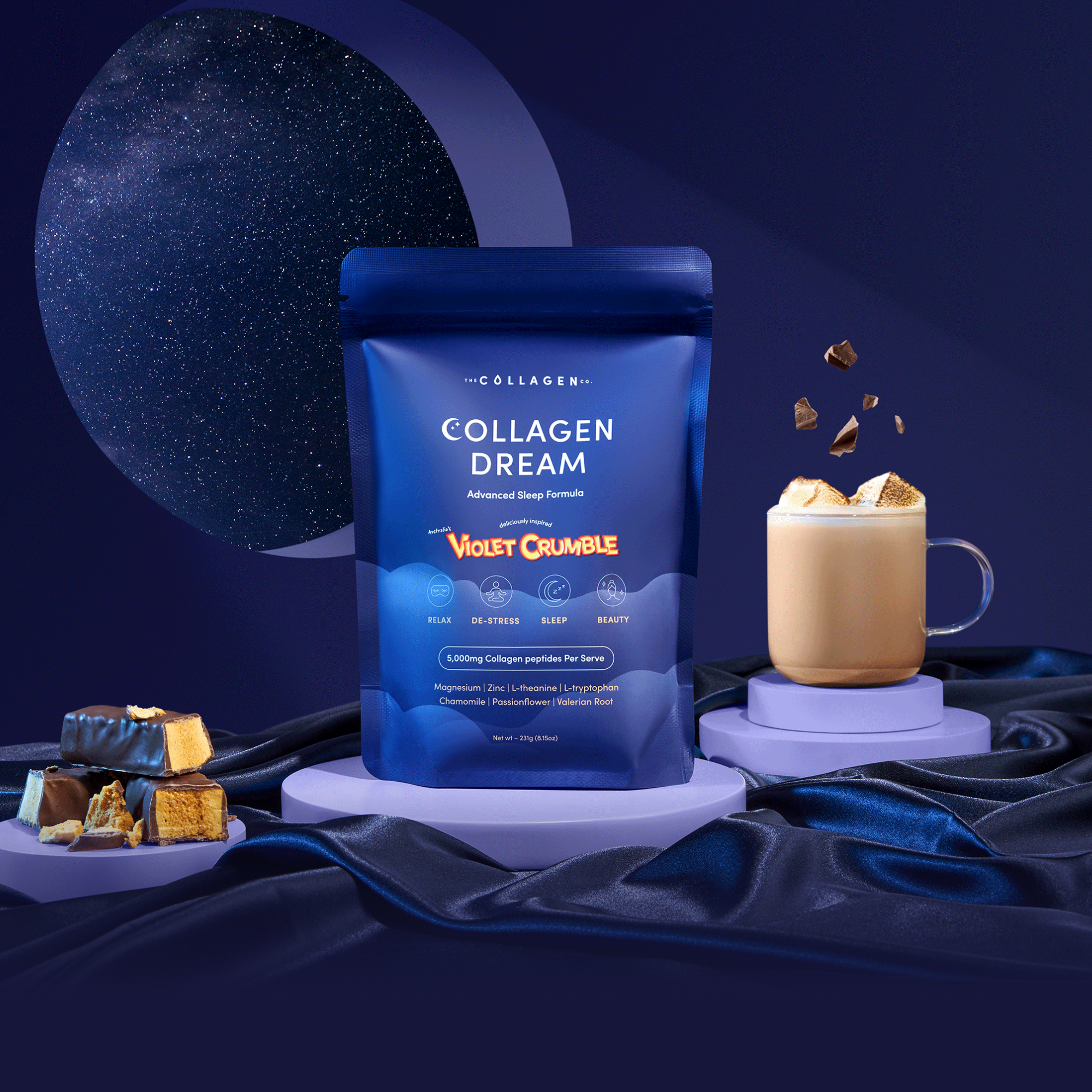 Violet Crumble Collagen Dream Advanced Sleep Formula Hot Chocolate - 231g