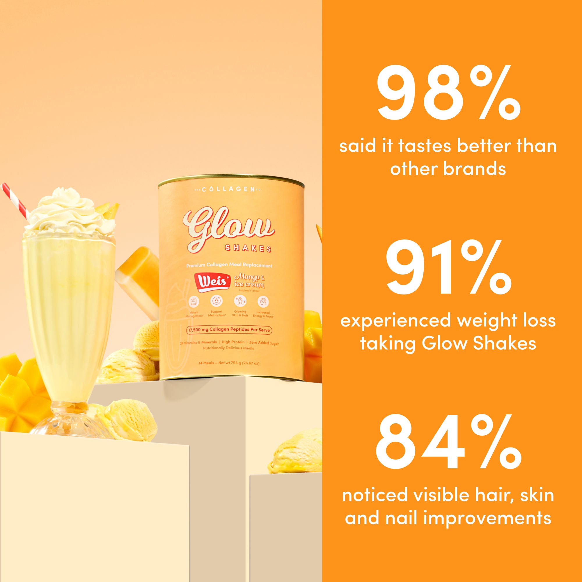 Weis Mango & Ice Cream Collagen Meal Replacement - 756g