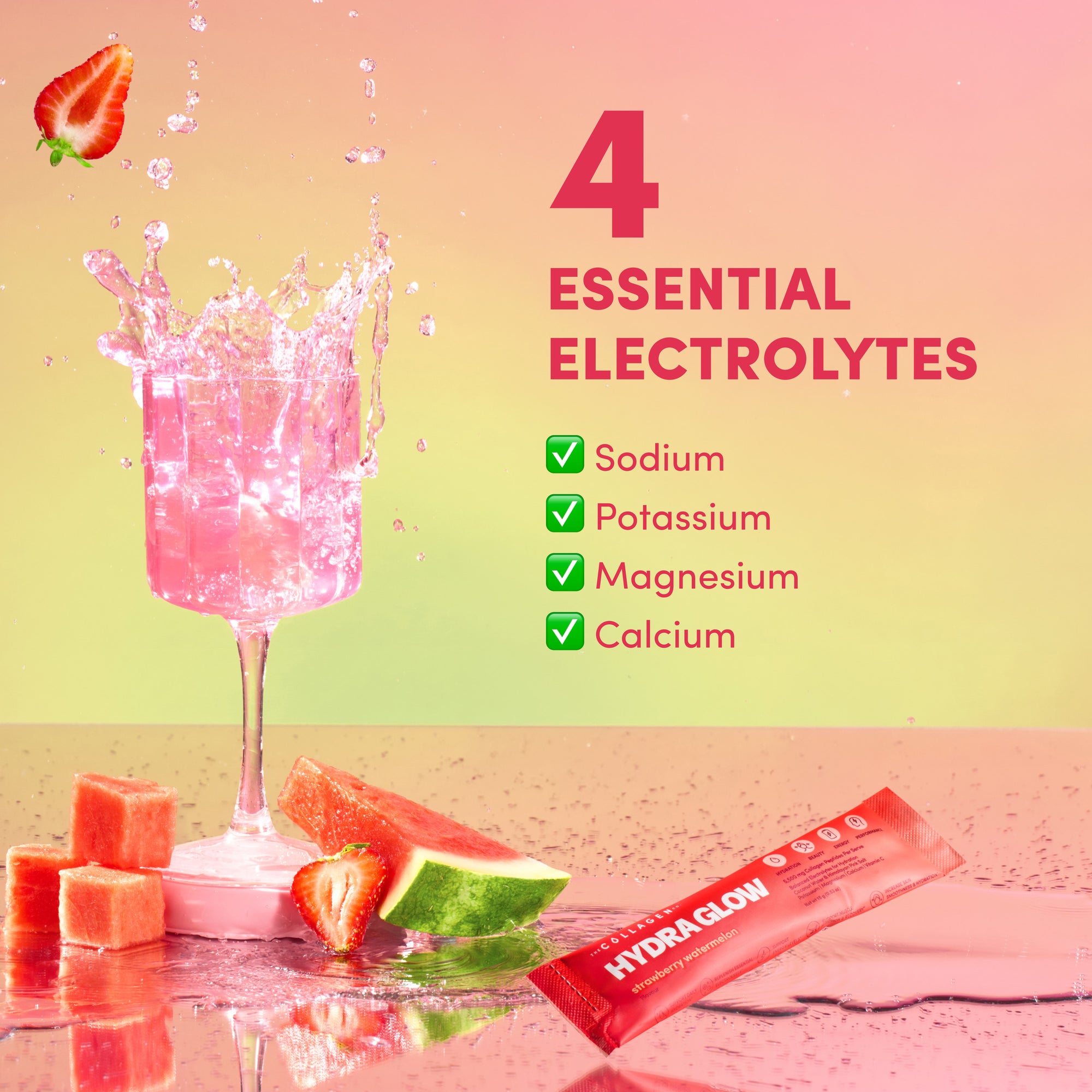 Strawberry Watermelon Hydraglow Collagen Electrolytes Sachets - 210g