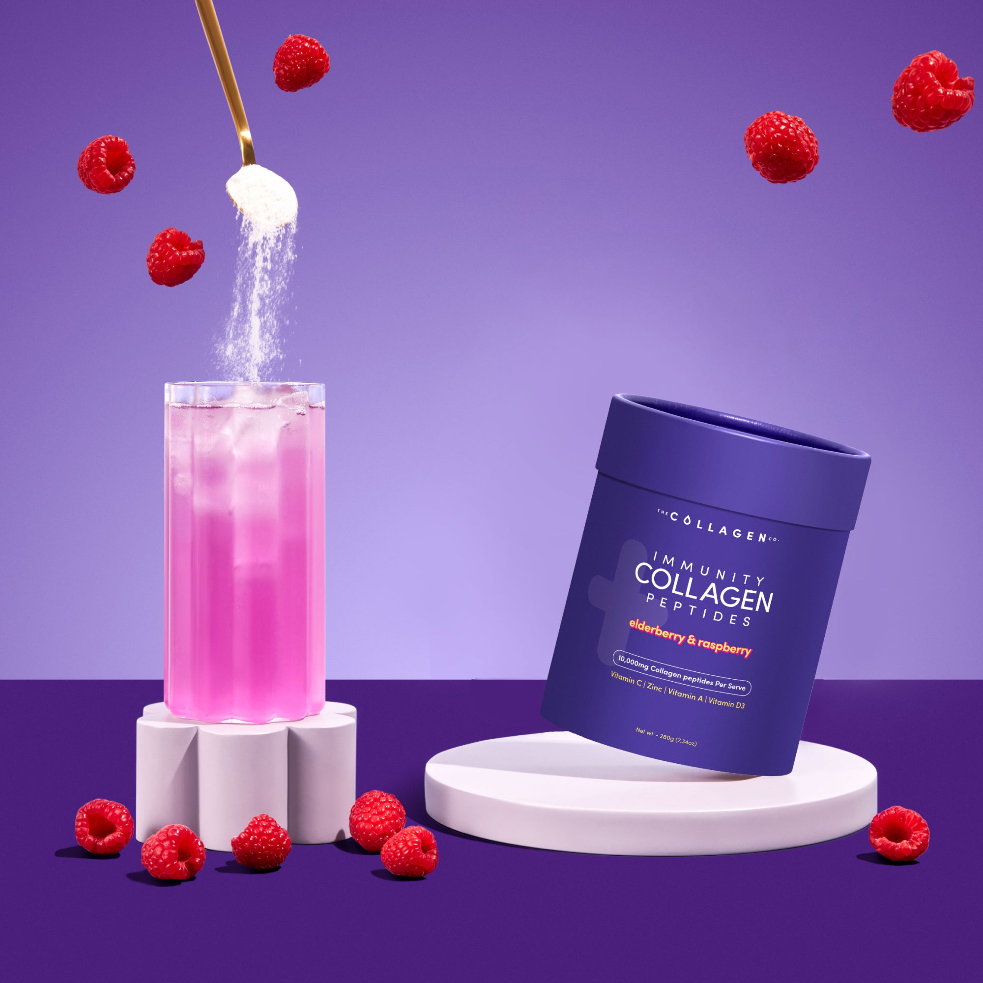 Immunity Collagen Peptides - Elderberry & Raspberry 208g