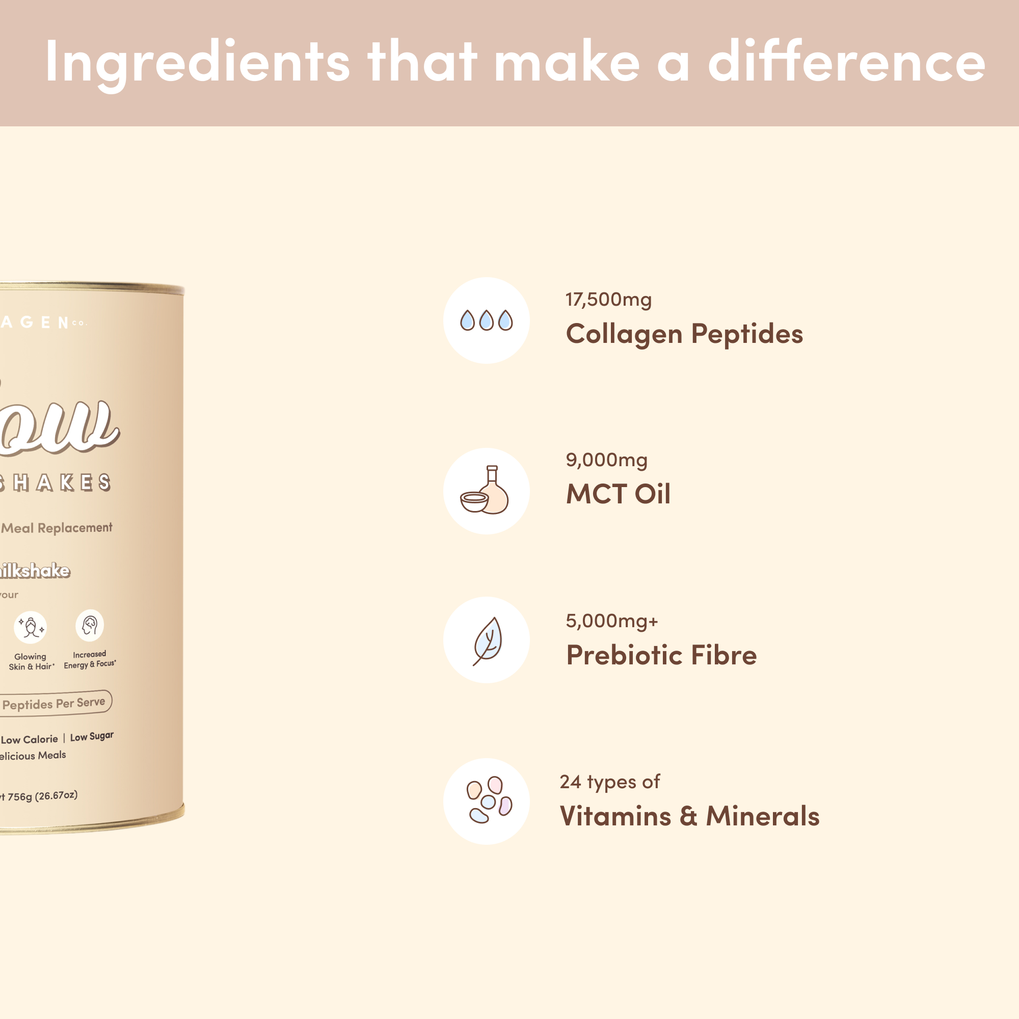 Vanilla Milkshake Collagen Meal Replacement - 756g